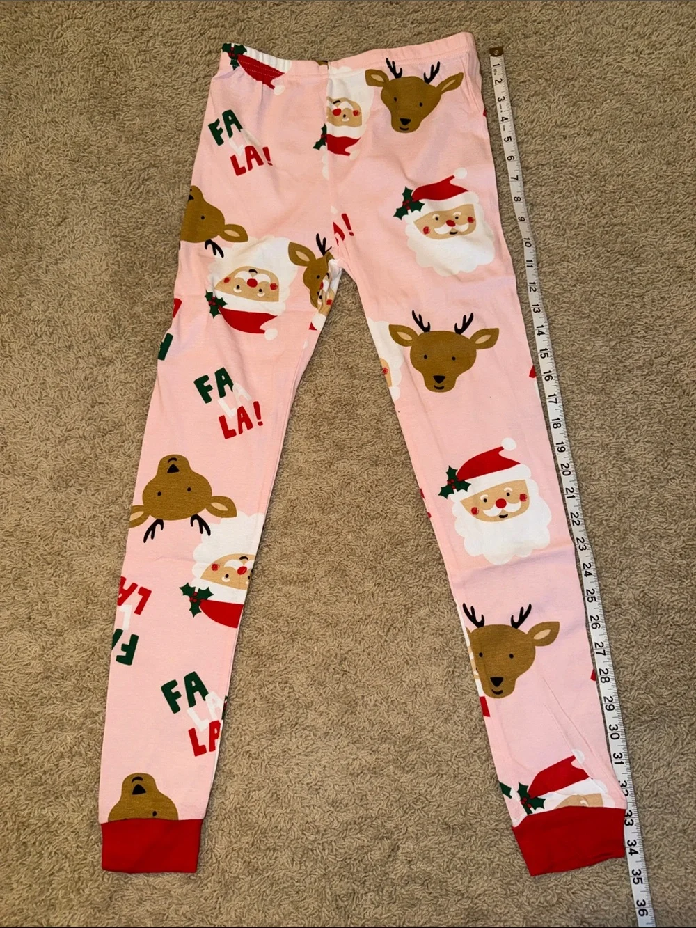Carter's Pink Santa & Reindeer Pajama Set with Red Trim
